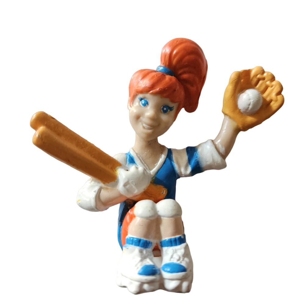 Vintage 1990 Burger King Kids Club Redhead Girl Baseball Rollerskate Toy
